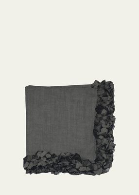 Gunmetal Romantic Linen Napkin With Volume Lace Border
