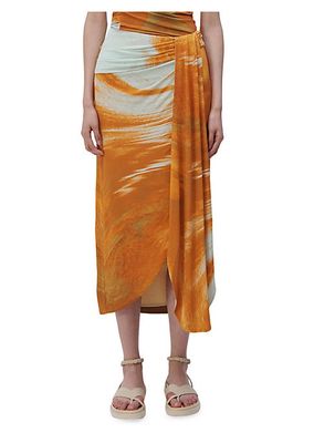 Gwena Marble-Printed Midi-Skirt