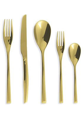 H-Art Goldtone Satin 5-Piece Stainless Steel Place setting Set