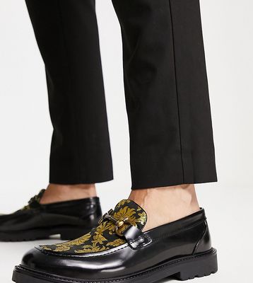 H by Hudson Exclusive Anakin loafers in black gold brocade