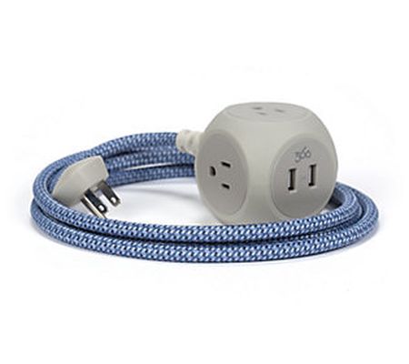 Habitat 2.4 Braided 3-Outlet Extension Cord w/ 2.4A 2 USB Port