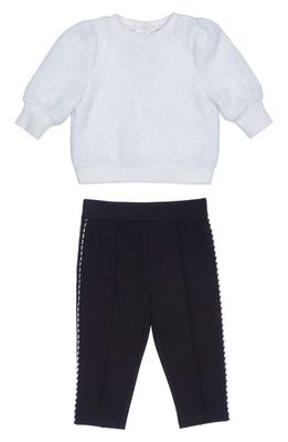 Habitual Girl Habitual Kids Kori Metallic Sweater & Ponte Pants Set in Off-White