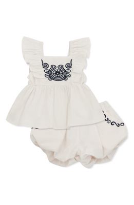 Habitual Kids Embroidered Top & Bubble Shorts Set in Off-White