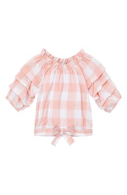 Habitual Kids' Gingham Puff Sleeve Top in Pink