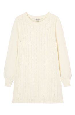 Habitual Kids Kids' Cable Knit Long Sleeve Sweater Dress in Off-White