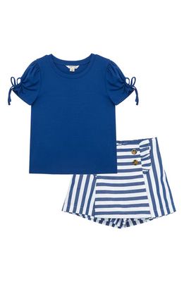 Habitual Kids Kids' Keyhole Top & Stripe Skort Set in Blue