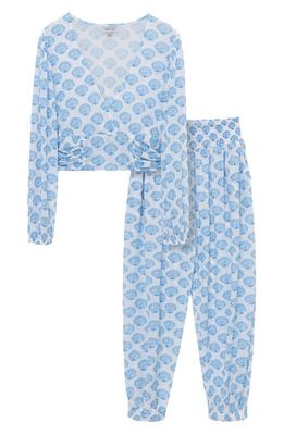 Habitual Kids Kids' Long Sleeve Cover-Up Top & Pants Set in Blue Print