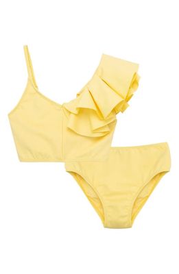 Habitual Kids Kids' Palm Springs Ruffle Two-Piece Swimsuit in Light Yellow