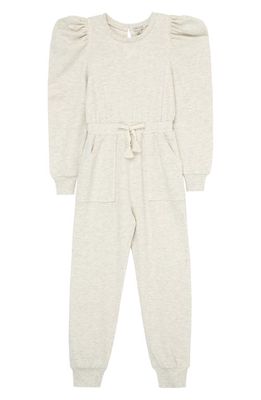 Habitual Kids Kid's Puff Long Sleeve Cotton Blend Jumpsuit in Light Grey Heather