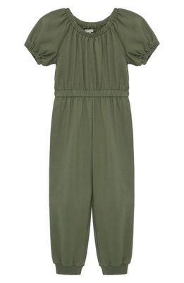 Habitual Kids Kids' Puff Sleeve Cotton Blend Jumpsuit in Olive