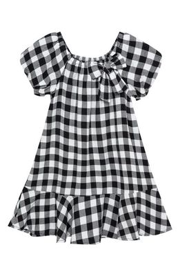 Habitual Kids Kids' Puff Sleeve Gingham Cotton Dress in Off-White