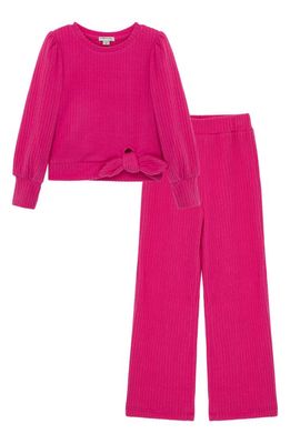 Habitual Kids Kids' Rib Knit Top & Pants Set in Dark Pink