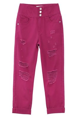 Habitual Kids Kids' Ripped High Waist Relaxed Jeans in Dark Pink
