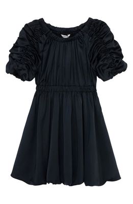 Habitual Kids Kids' Ruched Puff Sleeve Crushed Satin Dress in Black