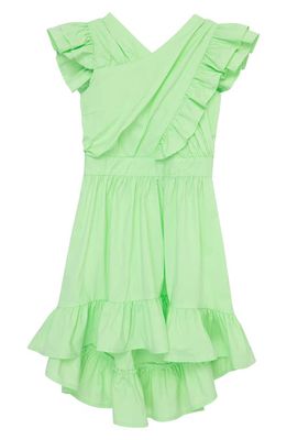 Habitual Kids Kids' Ruffle Crossover Cotton Blend Dress in Light Green