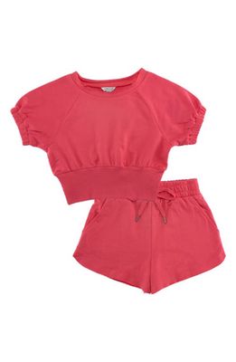 Habitual Kids Kids' Short Sleeve Sweatshirt & Shorts Set in Pink