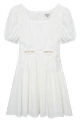 Habitual Kids Kids' Square Neck Cotton Blend Fit & Flare Dress in Off-White