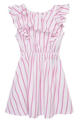 Habitual Kids Kid's Stripe Fit & Flare Dress in Pink/White