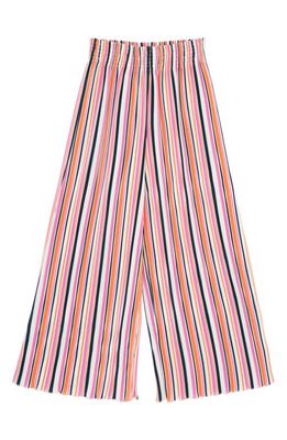 Habitual Kids Kids' Stripe Plissé Pleat Wide Leg Pants in Pink/Orange Multi