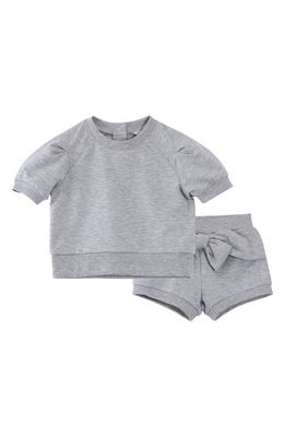 Habitual Kids Short Sleeve Sweatshirt & Tie Front Shorts Set in Grey Heather