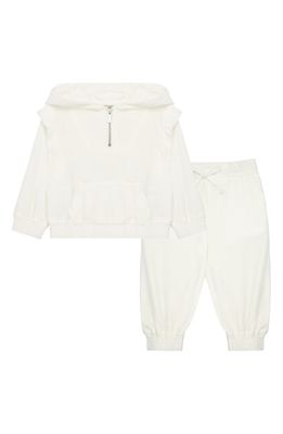 Habitual Kids Velour Zip Hoodie & Pants Set in Off-White