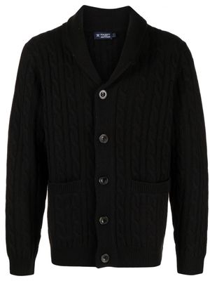Hackett cable-knit shawl-lapels cardigan - Black