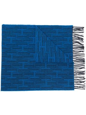 Hackett jacquard monogram scarf - Blue