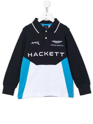 Hackett Kids logo-printed colour-block polo shirt - Blue