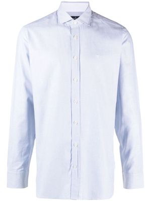 Hackett logo-embroidered crepe cotton shirt - Blue