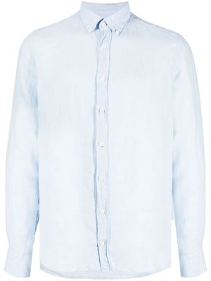 Hackett logo-embroidered ramie shirt - Blue