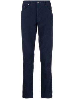 Hackett Moleskin logo-patch straight-leg cotton trousers - Blue