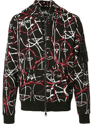 Haculla abstract motif zipped hoodie - Black