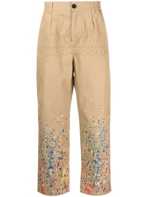 Haculla cotton paint-splatter trousers - Brown