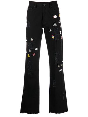 Haculla decorative pin-detail distressed jeans - Black