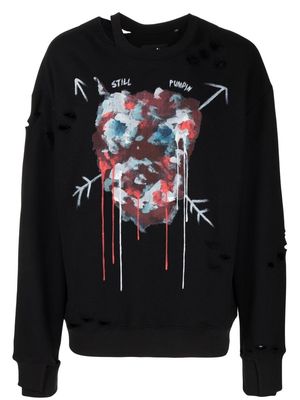 Haculla distressed cut-out graphic sweatshirt - Black
