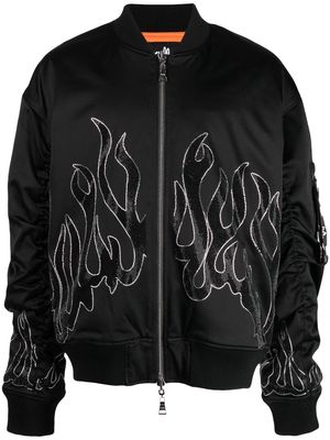 Haculla flame-print zipped bomber jacket - Black