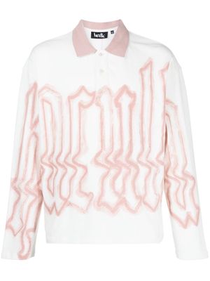 Haculla Glitched logo long-sleeved polo shirt - White