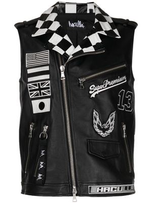 Haculla graphic-print biker vest - Black