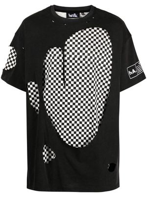 Haculla layered checkerboard-print cotton T-shirt - Black