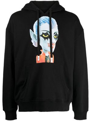 Haculla Matilda-print cotton hoodie - Black