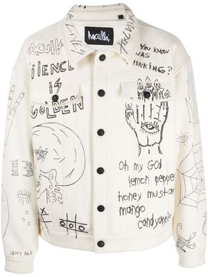 Haculla sketch-style print shirt jacket - White