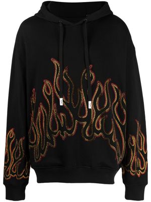 Haculla Up In Flames studded cotton hoodie - Black