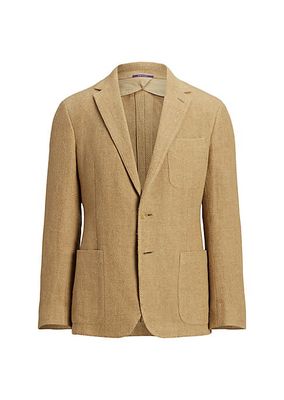 Hadley Herringbone Linen-Blend Two-Button Blazer