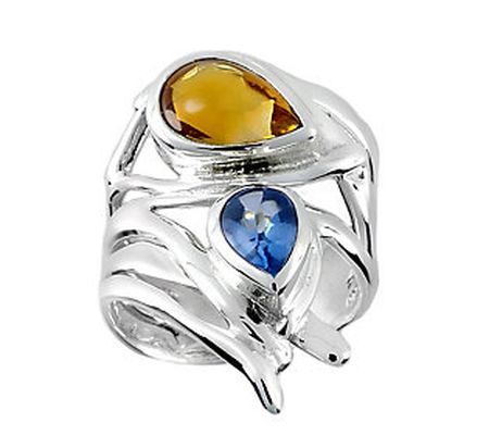 Hagit Sterling Blue Topaz & Citrine Ring