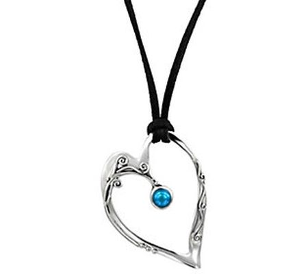 Hagit Sterling Cultured Pearl Heart Pendant o n Leather Cord