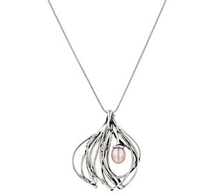 Hagit Sterling Cultured Pearl Pendant w/ Chain