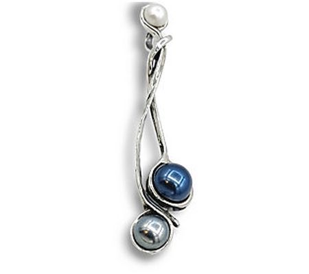 Hagit Sterling Elongated Cultured Pearl Pendant w/ Chain