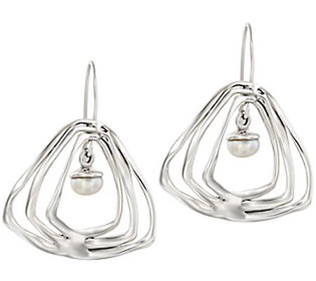 Hagit Sterling Geometric Cultured Freshwater Pe arl Earrings