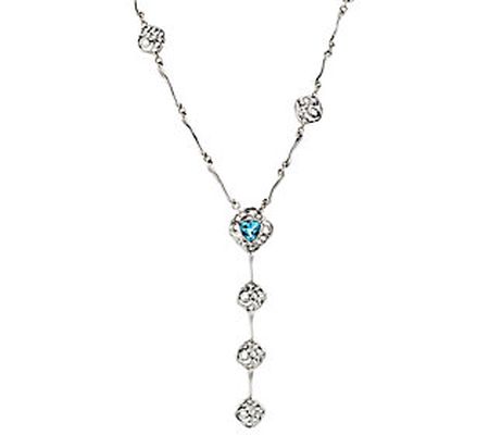 Hagit Sterling Silver 3.85 cttw Blue Topaz Y Ne cklace