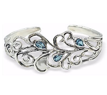 Hagit Sterling Silver and Blue Topaz Feather Cu ff